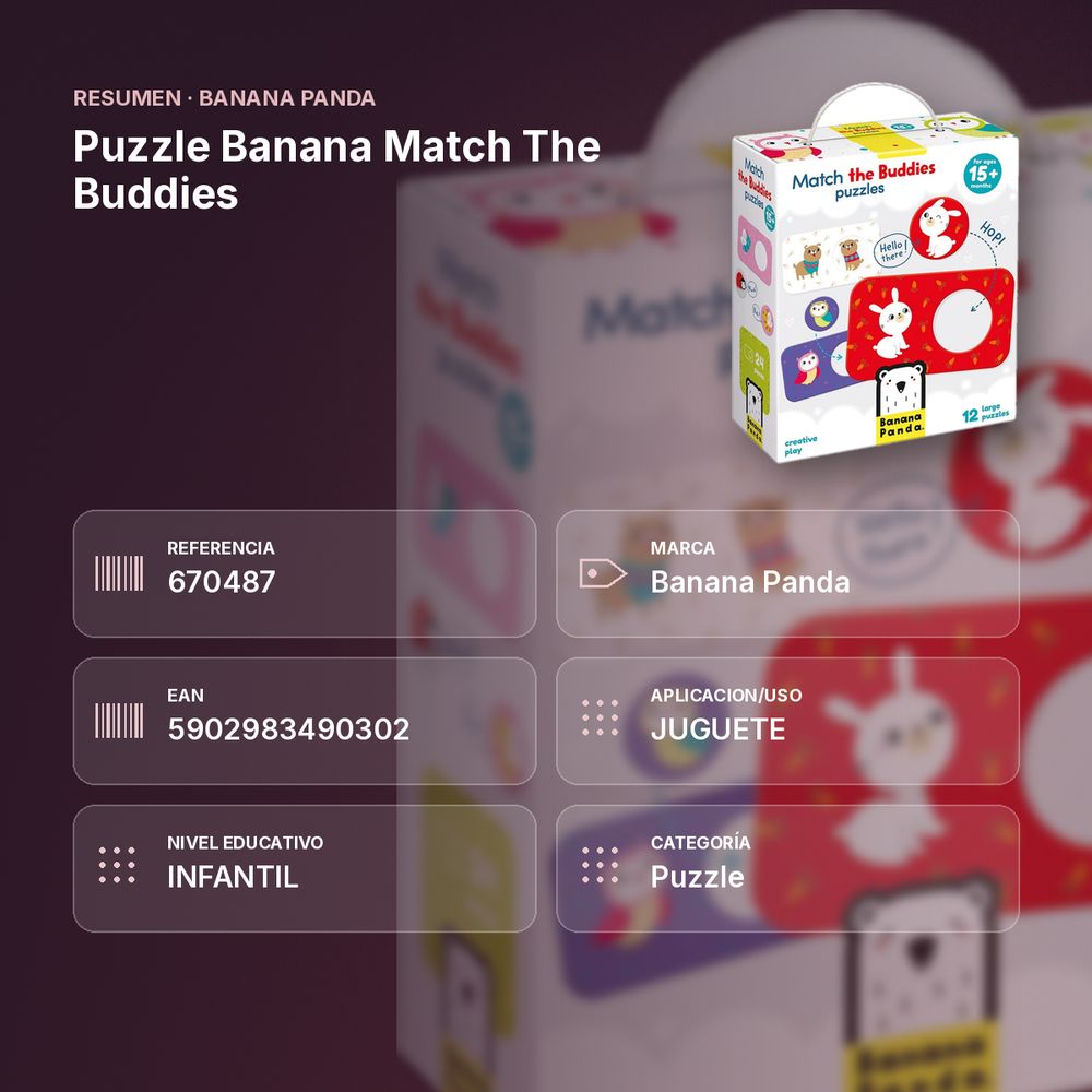 PUZZLE BANANA MATCH THE BUDDIES - resumen de atributos