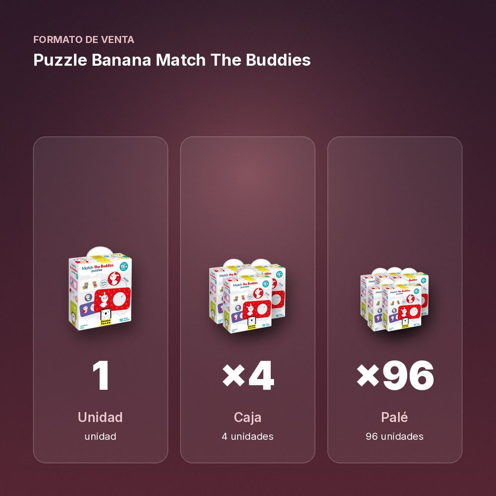 PUZZLE BANANA MATCH THE BUDDIES - formato de venta: caja de 4, palé de 96