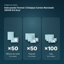 SUBCARPETA FOREVER 3 SOLAPAS CARTON RECICLADO 280GR A4 AZUL - formato de venta: paquete de 50, caja de 100