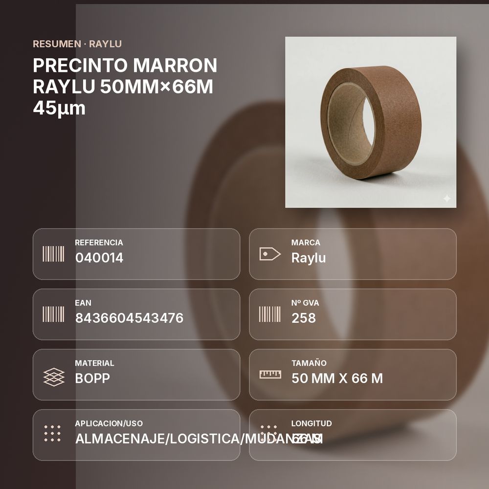 PRECINTO MARRON RAYLU 50MM×66M 45µm  - resumen de atributos
