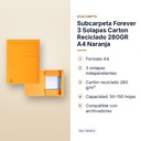 SUBCARPETA FOREVER 3 SOLAPAS CARTON RECICLADO 280GR A4 NARANJA - características principales