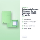 SUBCARPETA FOREVER 3 SOLAPAS CARTON RECICLADO 280GR A4 VERDE - características principales
