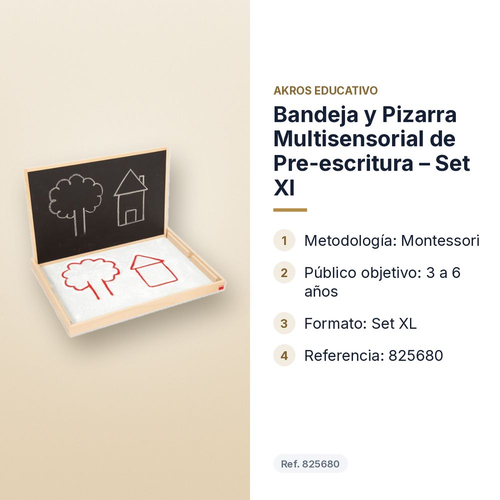 BANDEJA Y PIZARRA MULTISENSORIAL DE PRE-ESCRITURA – SET XL - características principales
