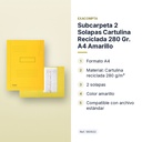 SUBCARPETA 2 SOLAPAS CARTULINA RECICLADA 280 GR. A4 AMARILLO - características principales