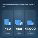 SUBCARPETA 2 SOLAPAS CARTULINA RECICLADA 280 GR. A4 AZUL - formato de venta: paquete de 50, caja de 1000