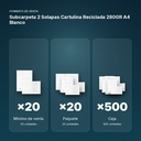 SUBCARPETA 2 SOLAPAS CARTULINA RECICLADA 280GR A4 BLANCO - formato de venta: paquete de 20, caja de 500