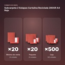 SUBCARPETA 2 SOLAPAS CARTULINA RECICLADA 280GR A4 ROJO - formato de venta: paquete de 20, caja de 500