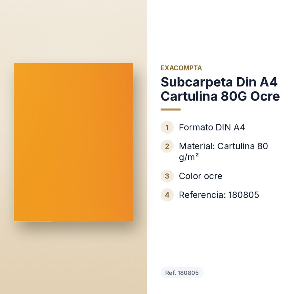 SUBCARPETA DIN A4 CARTULINA 80G OCRE - características principales