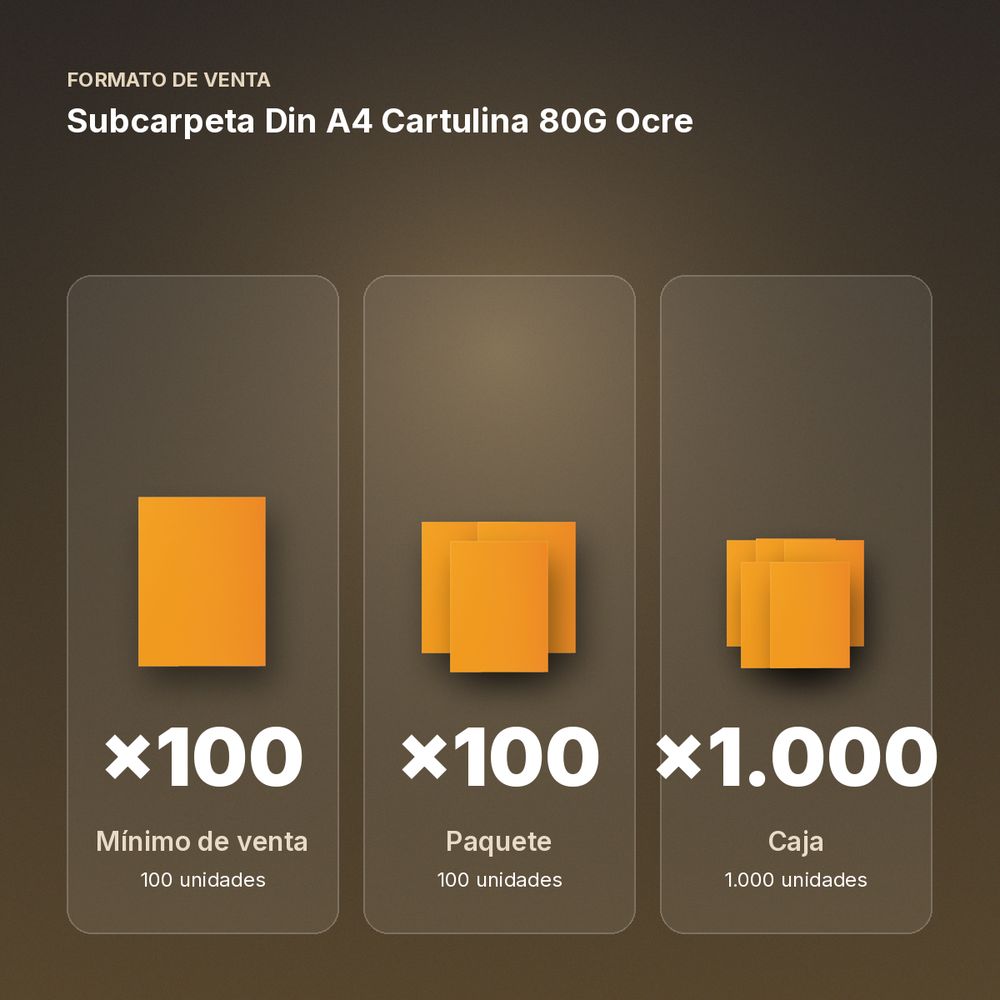 SUBCARPETA DIN A4 CARTULINA 80G OCRE - formato de venta: paquete de 100, caja de 1000