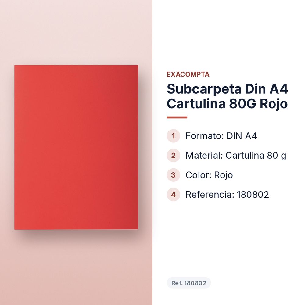 SUBCARPETA DIN A4 CARTULINA 80G ROJO - características principales