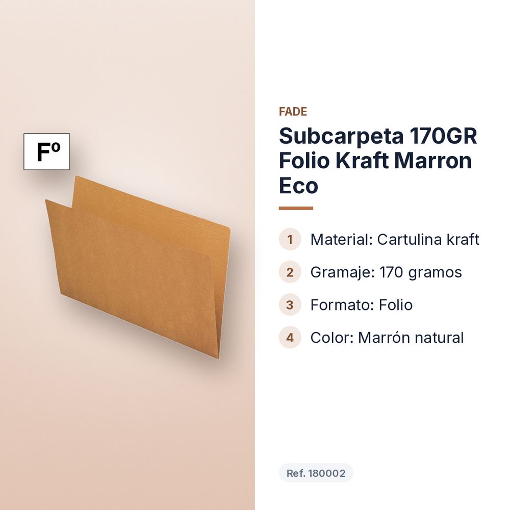 SUBCARPETA 170GR FOLIO KRAFT MARRON ECO  - características principales