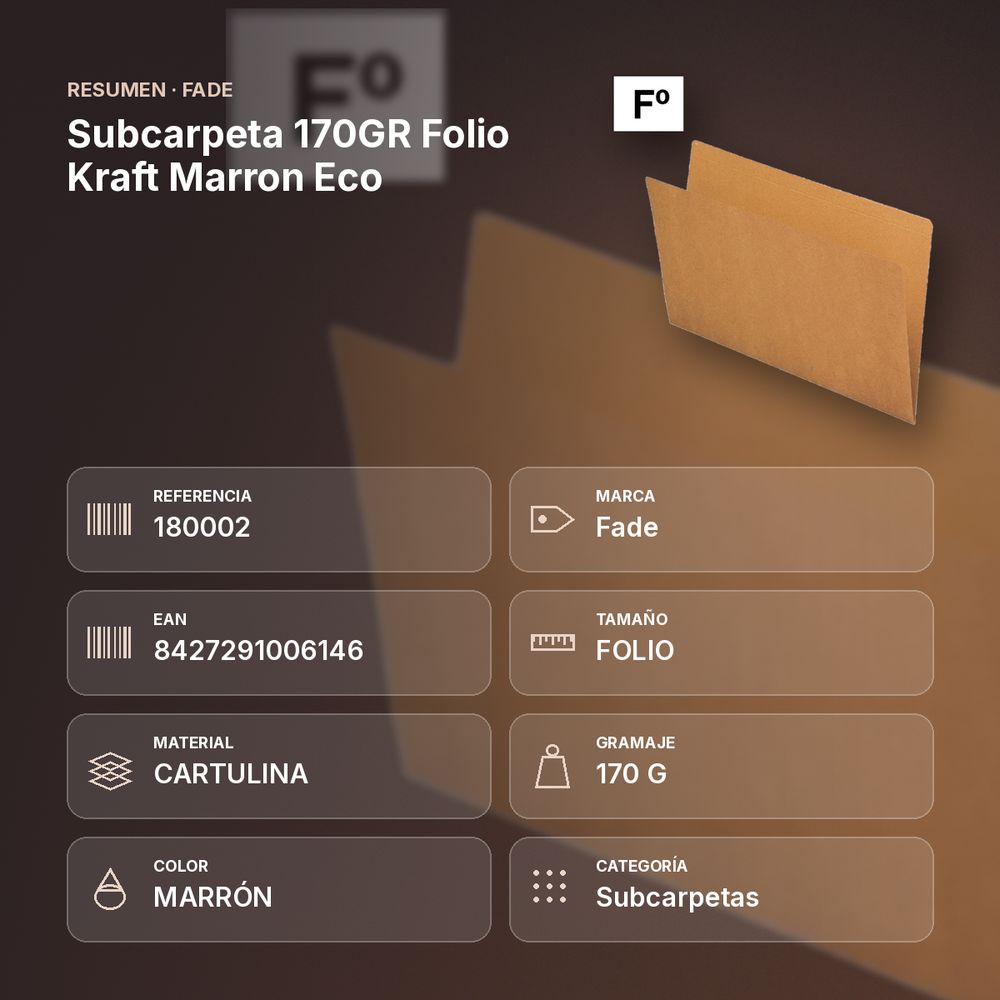 SUBCARPETA 170GR FOLIO KRAFT MARRON ECO  - resumen de atributos
