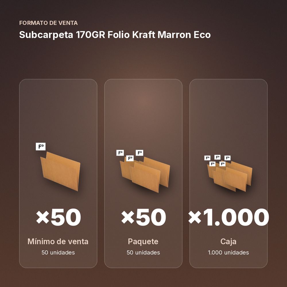 SUBCARPETA 170GR FOLIO KRAFT MARRON ECO  - formato de venta: paquete de 50, caja de 1000
