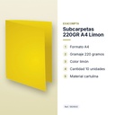 SUBCARPETAS 220GR A4 LIMON - características principales
