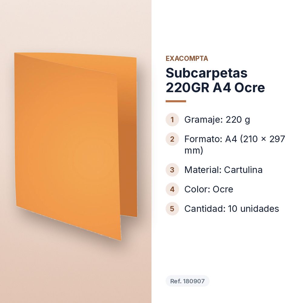 SUBCARPETAS 220GR A4 OCRE - características principales