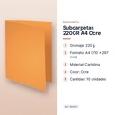 SUBCARPETAS 220GR A4 OCRE - características principales