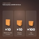 SUBCARPETAS 220GR A4 OCRE - formato de venta: paquete de 10, caja de 100