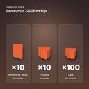 SUBCARPETAS 220GR A4 ROJO - formato de venta: paquete de 10, caja de 100