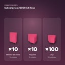 SUBCARPETAS 220GR A4 ROSA - formato de venta: paquete de 10, caja de 100
