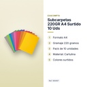 SUBCARPETAS 220GR A4 SURTIDO 10 UDS - características principales