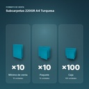SUBCARPETAS 220GR A4 TURQUESA - formato de venta: paquete de 10, caja de 100