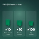 SUBCARPETAS 220GR A4 VERDE - formato de venta: paquete de 10, caja de 100