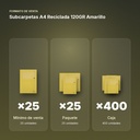 SUBCARPETAS A4 RECICLADA 120GR AMARILLO  - formato de venta: paquete de 25, caja de 400