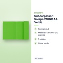 SUBCARPETAS 1 SOLAPA 210GR A4 VERDE - características principales