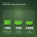 SUBCARPETAS 1 SOLAPA 210GR A4 VERDE - formato de venta: paquete de 50, caja de 250