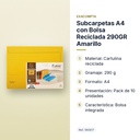 SUBCARPETAS A4 CON BOLSA RECICLADA 290GR AMARILLO - características principales