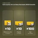SUBCARPETAS A4 CON BOLSA RECICLADA 290GR AMARILLO - formato de venta: paquete de 10, caja de 100