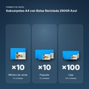 SUBCARPETAS A4 CON BOLSA RECICLADA 290GR AZUL  - formato de venta: paquete de 10, caja de 100