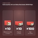 SUBCARPETAS A4 CON BOLSA RECICLADA 290GR ROJO  - formato de venta: paquete de 10, caja de 100