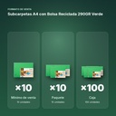 SUBCARPETAS A4 CON BOLSA RECICLADA 290GR VERDE  - formato de venta: paquete de 10, caja de 100