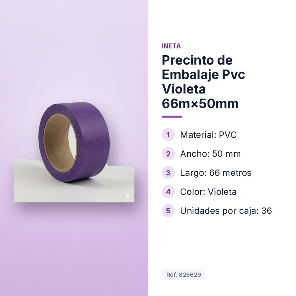 PRECINTO DE EMBALAJE PVC VIOLETA 66M×50MM - características principales