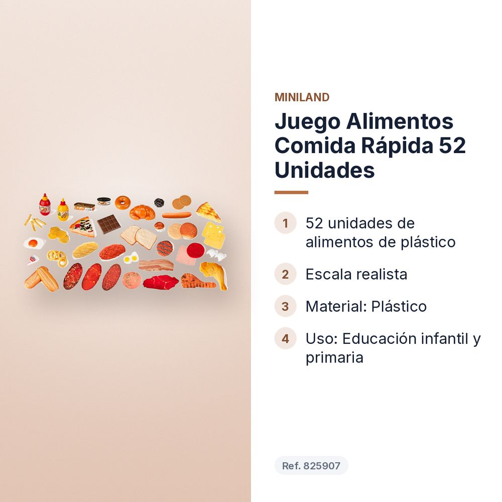 JUEGO ALIMENTOS COMIDA RÁPIDA 52 UNIDADES - características principales