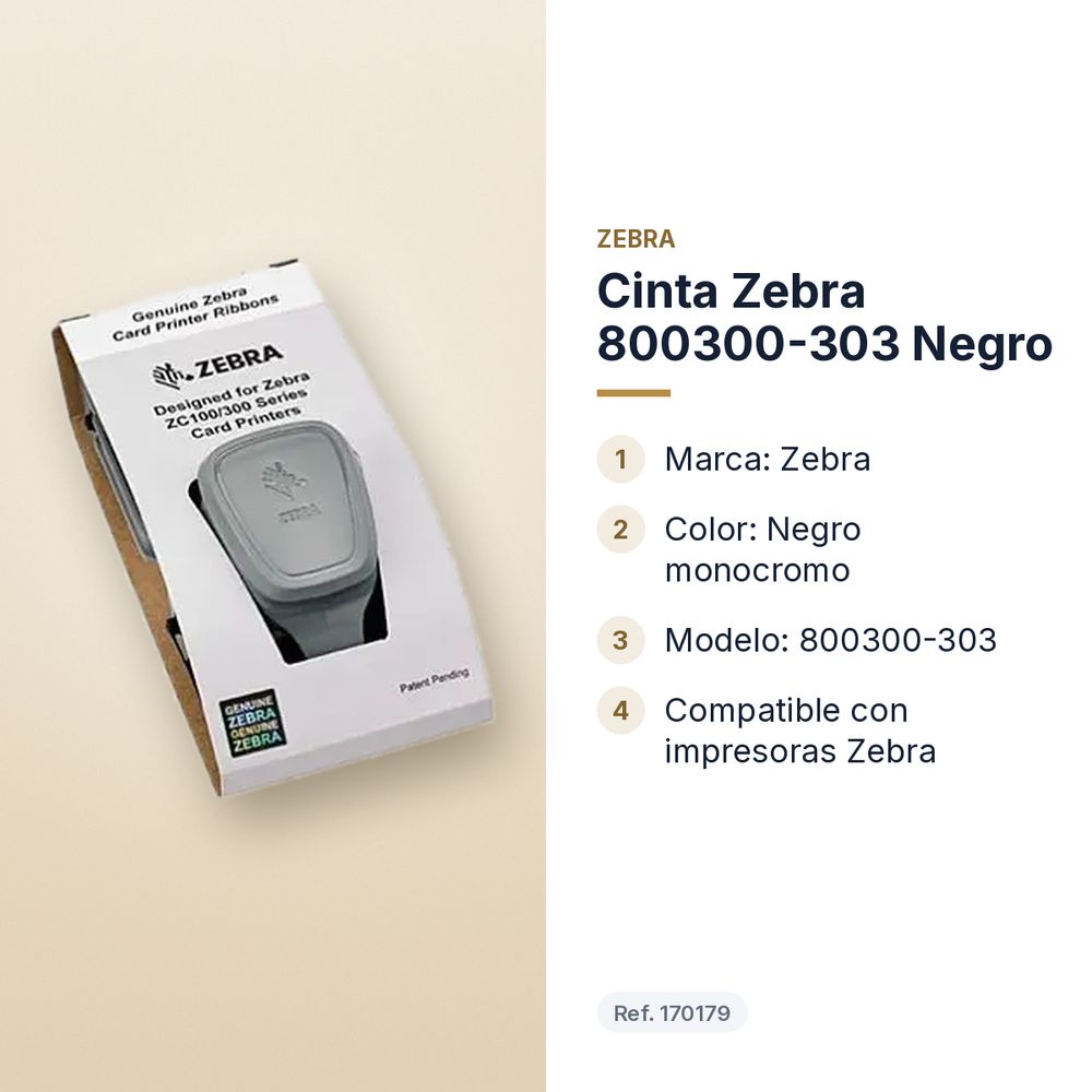 CINTA ZEBRA 800300-303 NEGRO - características principales