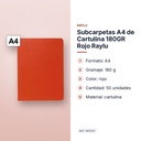 SUBCARPETAS A4 DE CARTULINA 180GR ROJO RAYLU - características principales