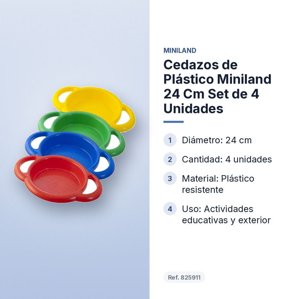 CEDAZOS DE PLÁSTICO MINILAND 24 CM SET DE 4 UNIDADES - características principales