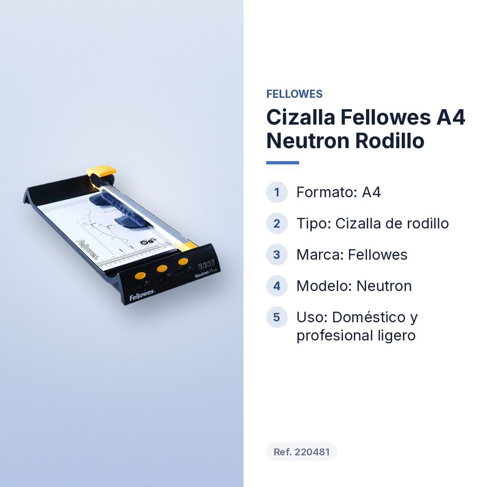 CIZALLA FELLOWES A4 NEUTRON RODILLO - características principales
