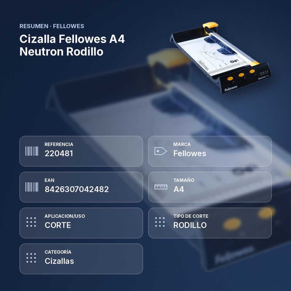 CIZALLA FELLOWES A4 NEUTRON RODILLO - resumen de atributos