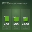 SUBCARPETAS A4 DE CARTULINA 180GR VERDE RAYLU - formato de venta: paquete de 50, caja de 400