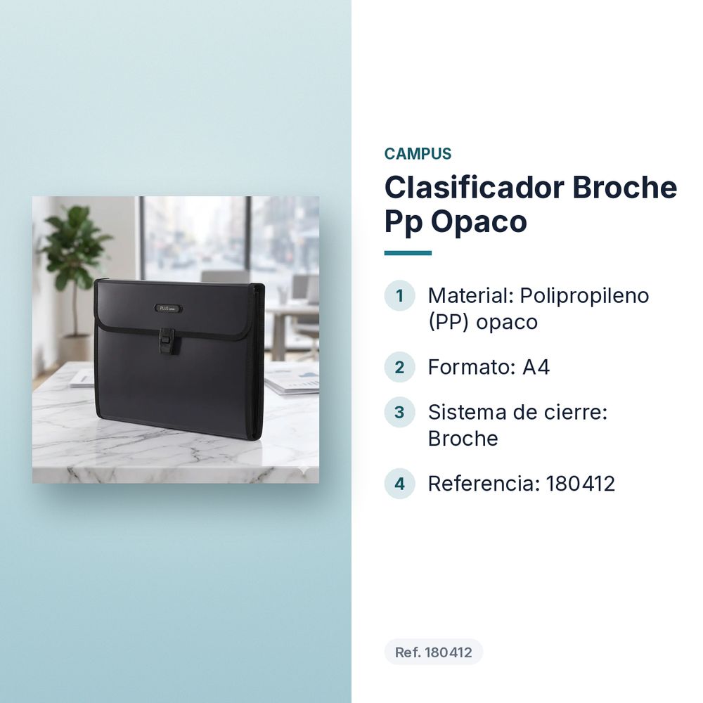 CLASIFICADOR BROCHE PP OPACO - características principales