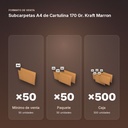 SUBCARPETAS A4 DE CARTULINA 170 GR. KRAFT MARRON  - formato de venta: paquete de 50, caja de 500