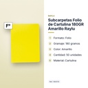 SUBCARPETAS FOLIO DE CARTULINA 180GR AMARILLO RAYLU - características principales