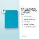 SUBCARPETAS FOLIO DE CARTULINA 180GR AZUL RAYLU - características principales