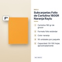 SUBCARPETAS FOLIO DE CARTULINA 180GR NARANJA RAYLU - características principales