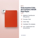 SUBCARPETAS FOLIO DE CARTULINA 180GR ROJO RAYLU - características principales