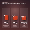 SUBCARPETAS FOLIO DE CARTULINA 180GR ROJO RAYLU - formato de venta: paquete de 50, caja de 400