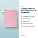 SUBCARPETAS FOLIO DE CARTULINA 180GR ROSA RAYLU - características principales